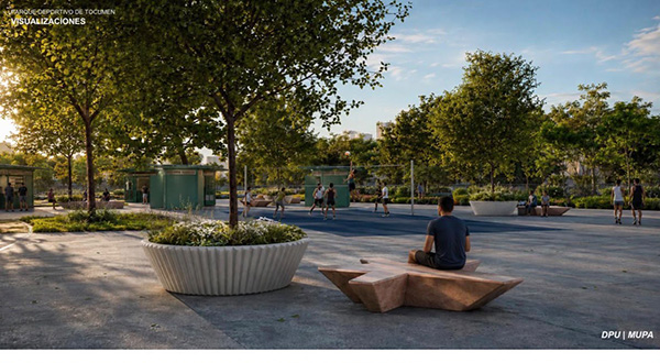 render ilustrativo de parque sostenible.