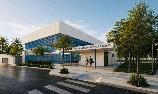 render ilustrativo de las mejoras a la piscina municipal de villa caceres